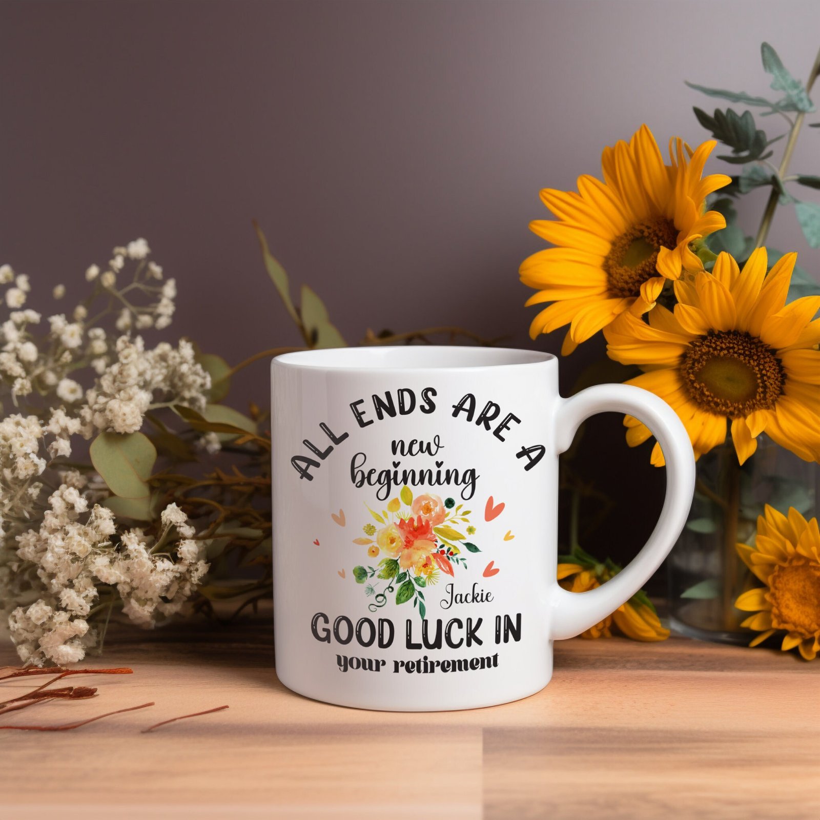 Colourful Flower Retirement Gift Mug - Image 5