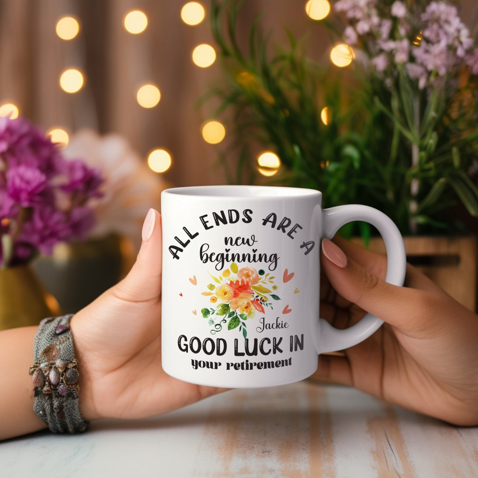 Colourful Flower Retirement Gift Mug - Image 4