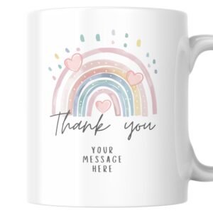 Personalised rainbow thank you gift mug