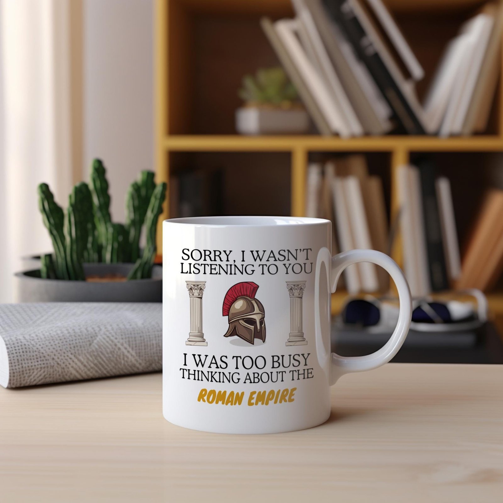 Thinking About The Roman Empire Mug Gift - Iron Helmet & Columns - Image 4