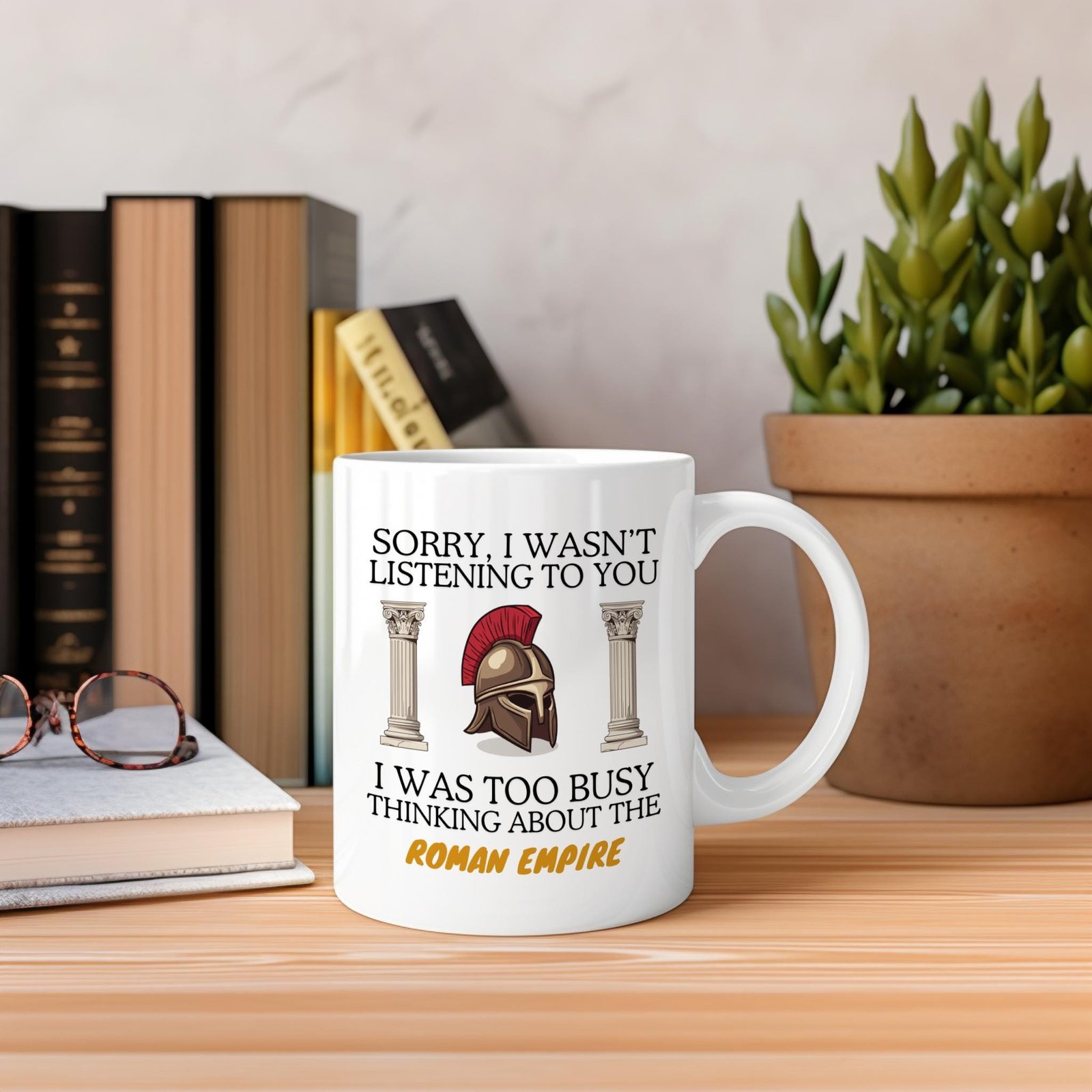 Thinking About The Roman Empire Mug Gift - Iron Helmet & Columns - Image 6