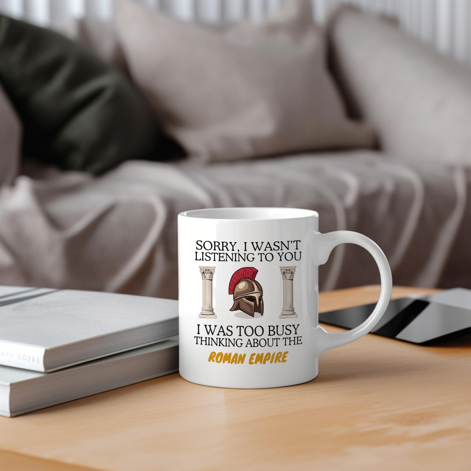 Thinking About The Roman Empire Mug Gift - Iron Helmet & Columns - Image 3