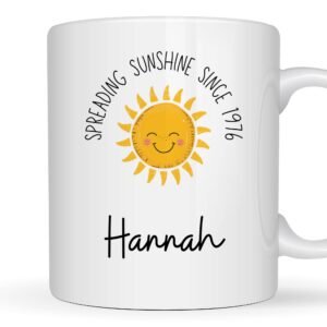 Personalised 50th Birthday Gift Joyful Sunshine Mug