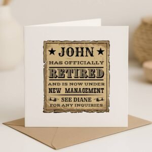 Personalised Retirement Card Funny New Management Husband Wife Custom Name
